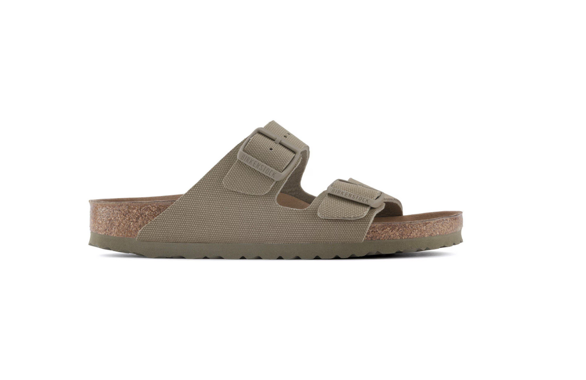 Birkenstock Arizona Vegan Textile Faded Khaki Sandals - Khaki, Regular