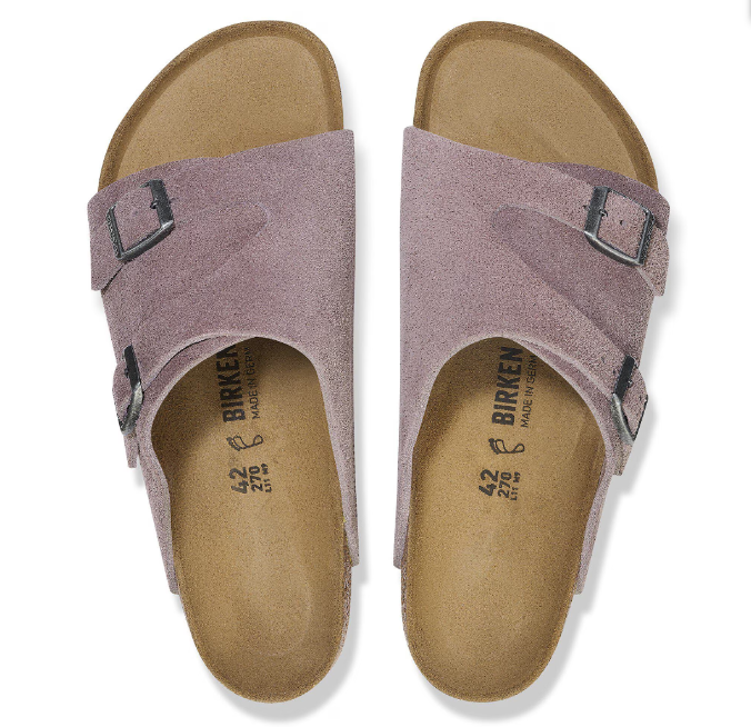 Birkenstock Zürich Suede Leather Faded Purple Sandals