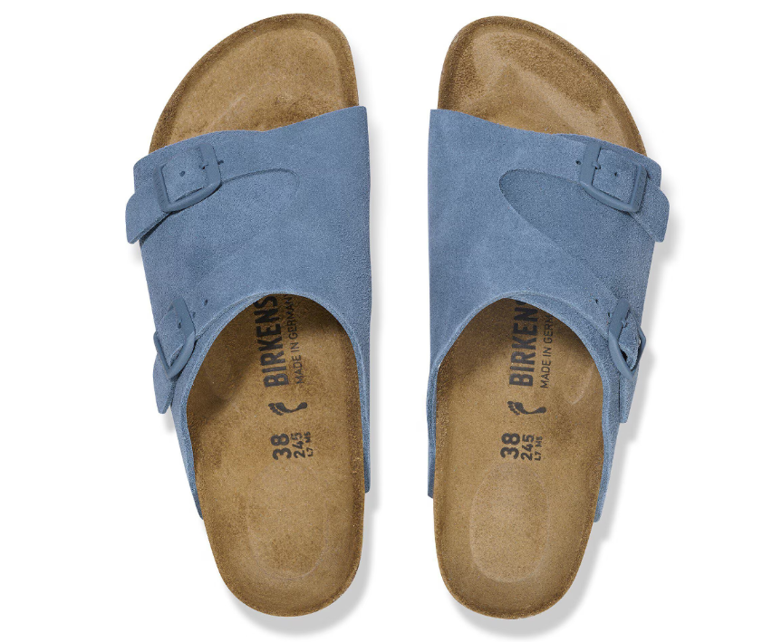 Birkenstock Zürich Suede Leather Elemental Blue Sandals