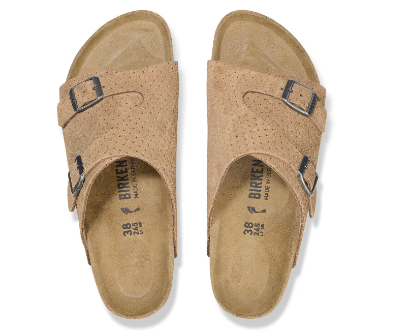 Birkenstock Zürich Suede Leather Embossed Sandals Emboss Dots New Beige