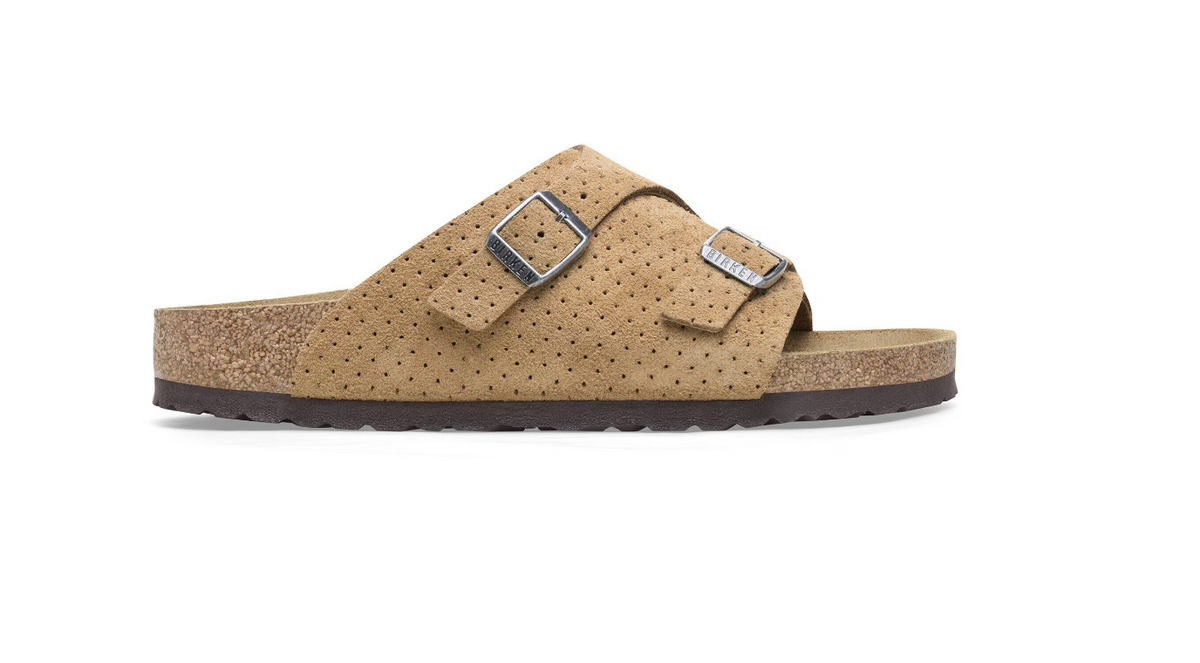 Birkenstock Zürich Suede Leather Embossed Sandals Emboss Dots - Beige, Regular