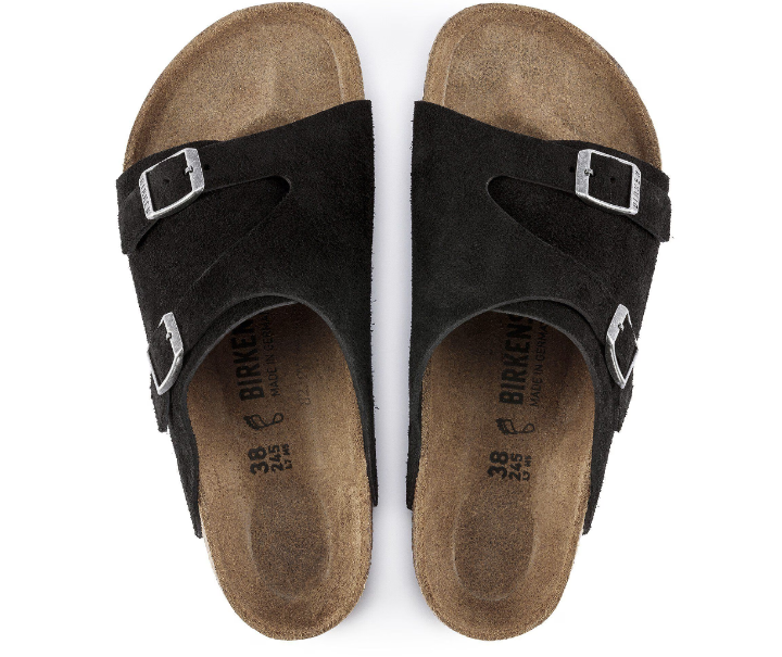Birkenstock Zürich Suede Leather Black Sandals