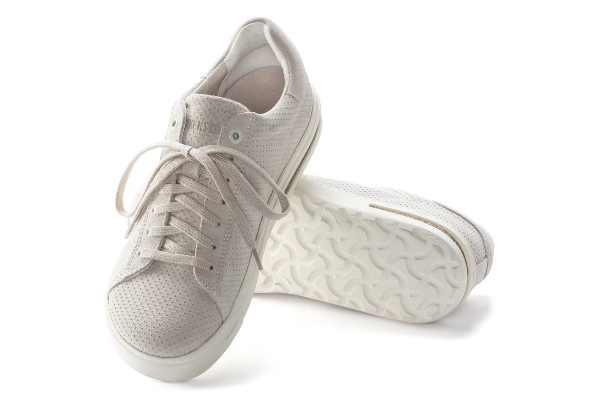 Birkenstock Bend Low Suede Embossed Sneaker - White, Narrow