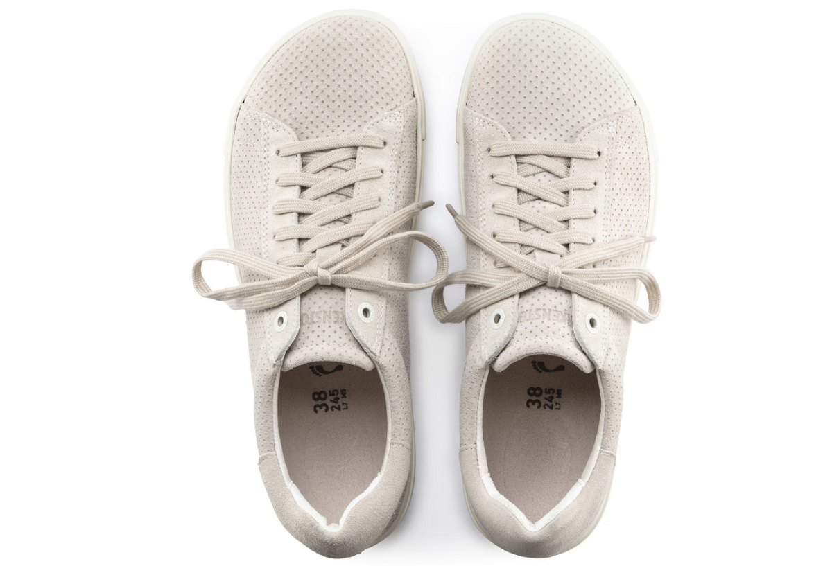 Birkenstock Bend Low Suede Embossed Sneaker - White, Narrow