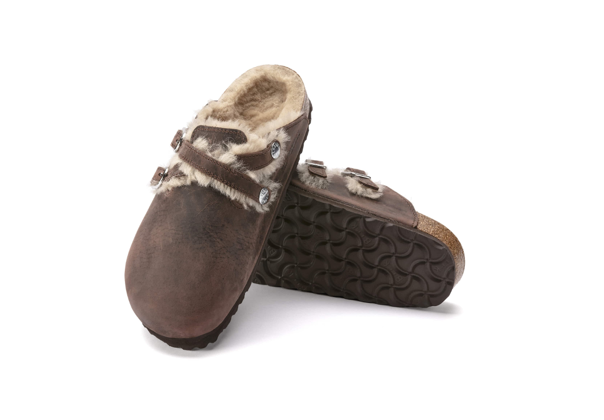 Birkenstock Blair Shearling Oiled Leather Brown Clog