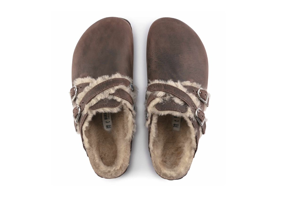 Birkenstock Blair Shearling Oiled Leather Brown Clog