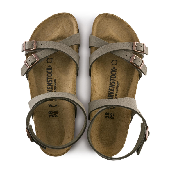 Birkenstock Blanca Birko-Flor Nubuck Stone Women's Sandals - Stone, Narrow