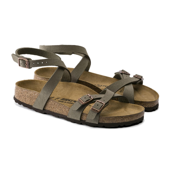 Birkenstock Blanca Birko-Flor Nubuck Stone Women's Sandals - Stone, Narrow