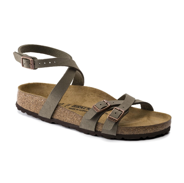 Birkenstock Blanca Birko-Flor Nubuck Stone Women's Sandals - Stone, Narrow