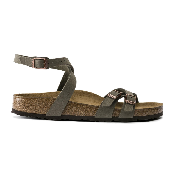 Birkenstock Blanca Birko-Flor Nubuck Stone Women's Sandals - Stone, Narrow