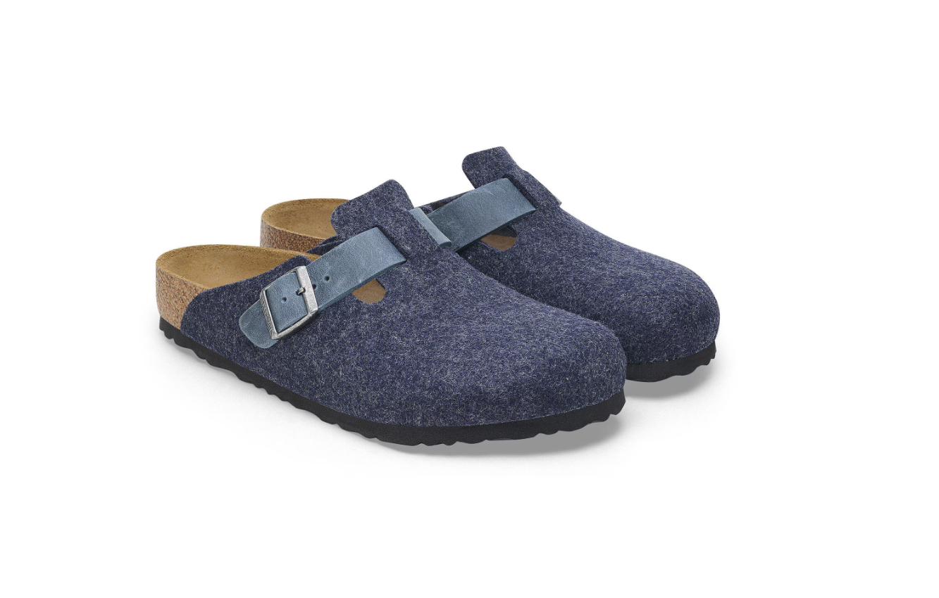 Birkenstock Boston Natural Leather Felt Clog Midnight