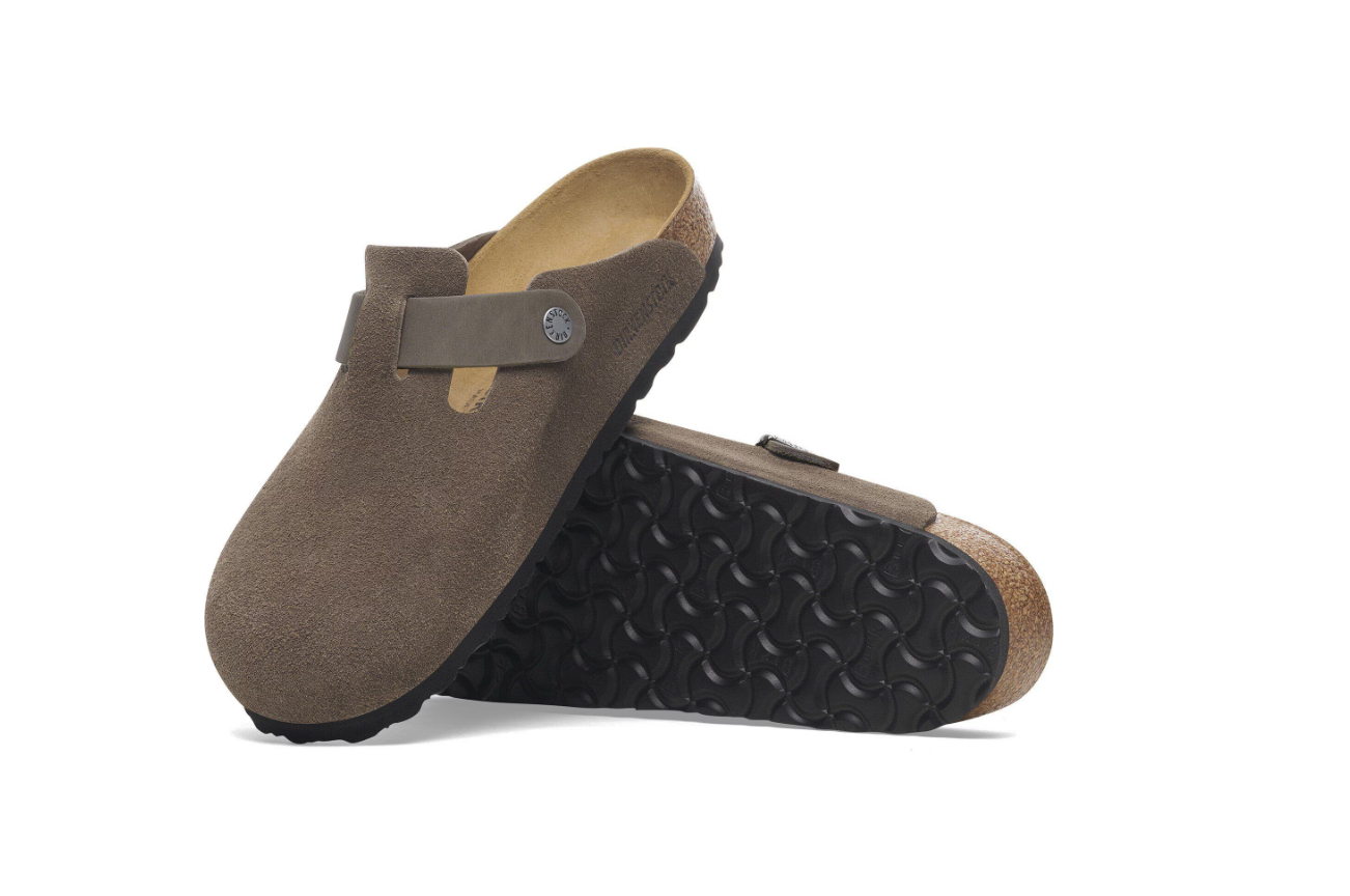 Birkenstock Boston Mixed Leather Soft Footbed Concrete Gray