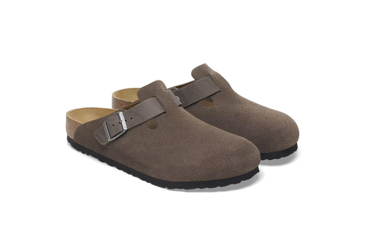 Birkenstock Boston Mixed Leather Soft Footbed Concrete Gray