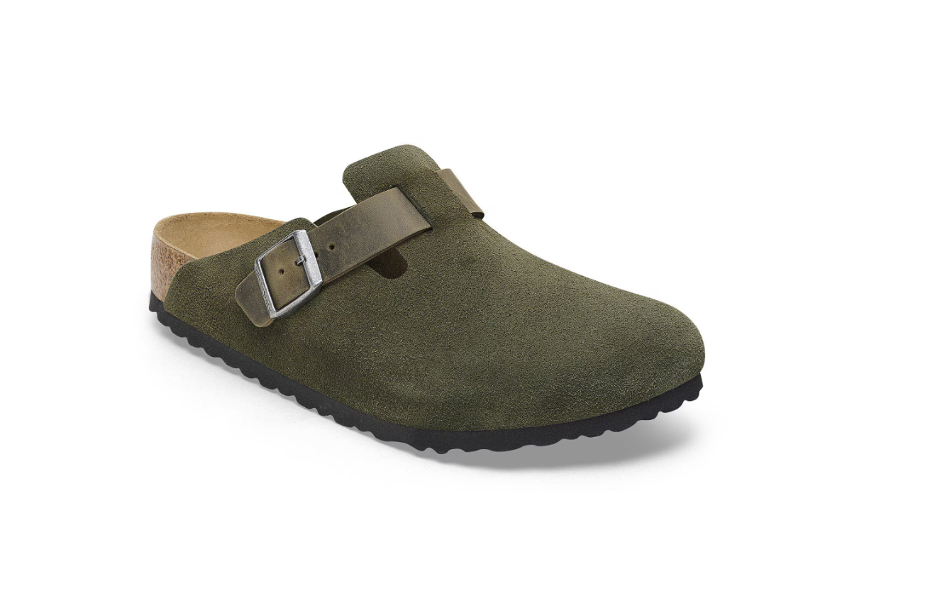 Birkenstock Boston Mixed Leather Soft Footbed Thyme
