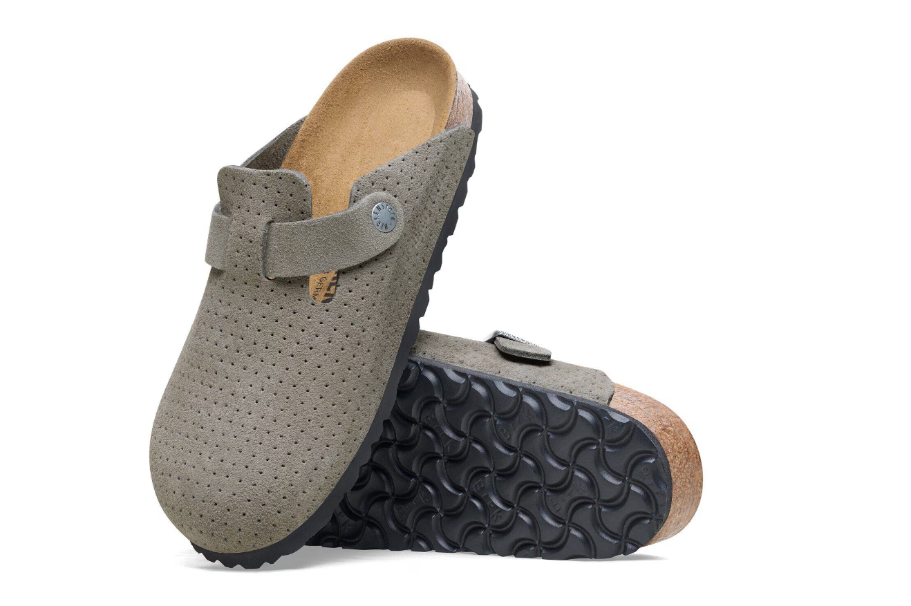 Birkenstock Boston Suede Leather Embossed Stone Coin Clogs