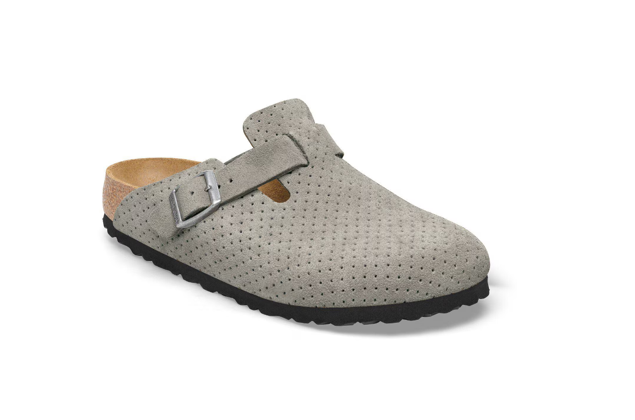 Birkenstock Boston Suede Leather Embossed Stone Coin Clogs