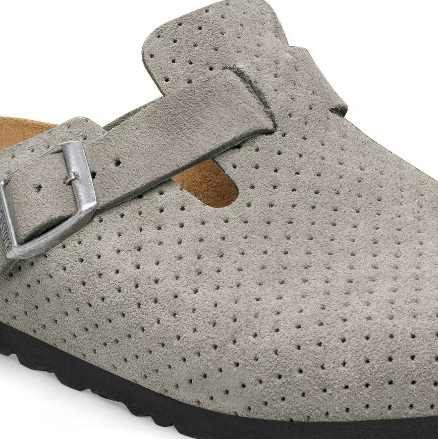 Birkenstock Boston Suede Leather Embossed Stone Coin Clogs
