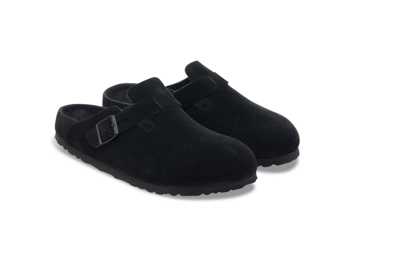 Birkenstock Boston Exquisite Suede Leather Black Clogs