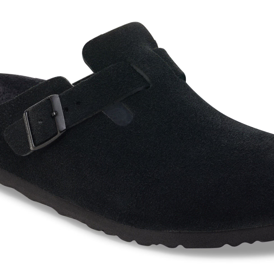 Birkenstock Boston Exquisite Suede Leather Black Clogs