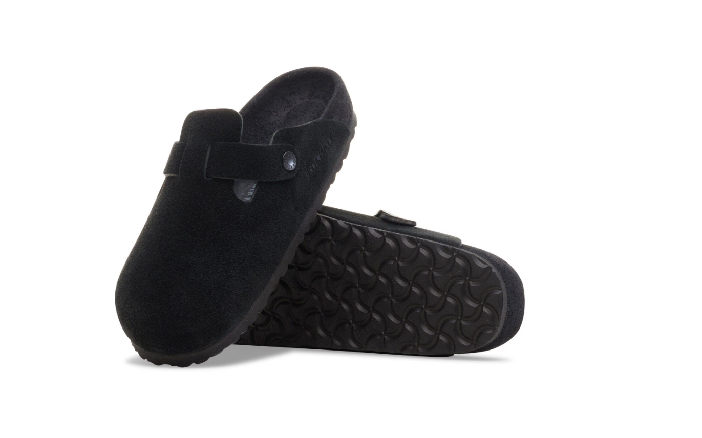Birkenstock Boston Exquisite Suede Leather Black Clogs