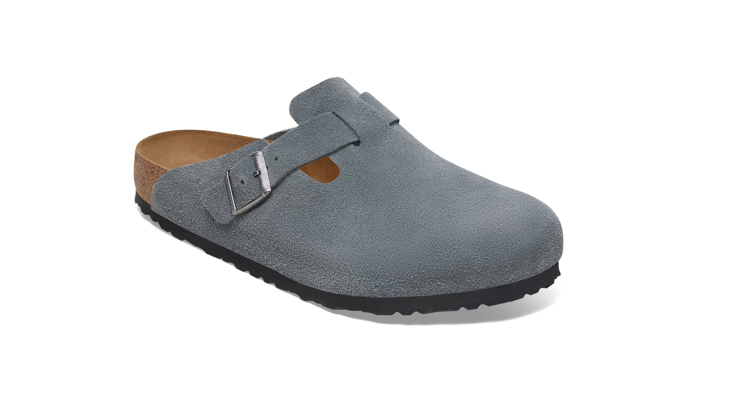 Birkenstock Boston Soft Footbed Suede Leather Basalt Gray