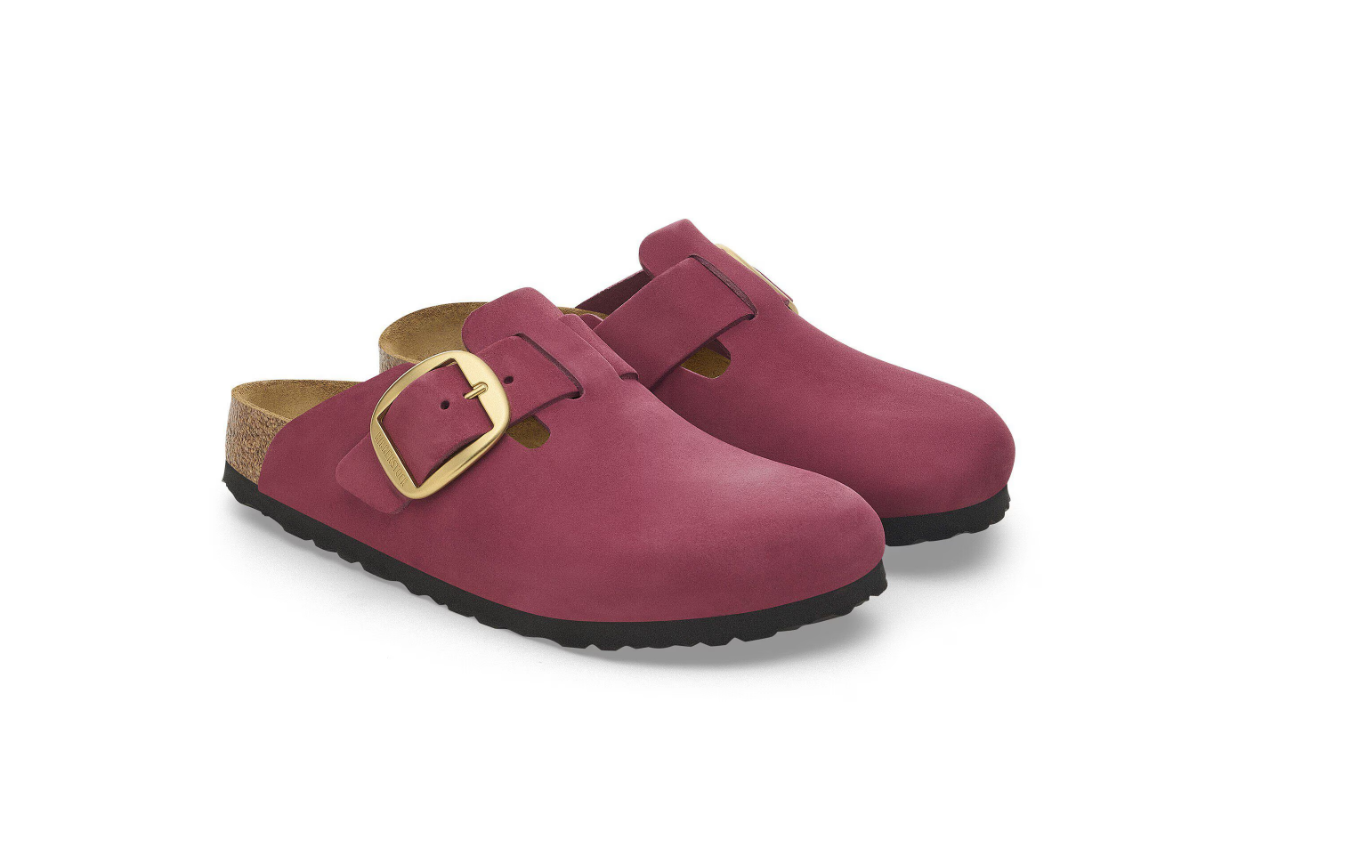 Birkenstock Boston Big Buckle Nubuck Leather Berry Crush