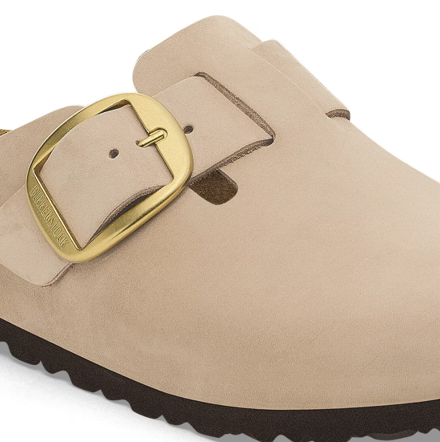Birkenstock Boston Big Buckle Nubuck Leather Sandcastle