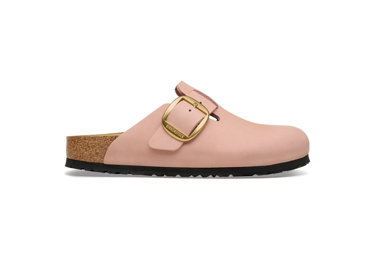 Birkenstock Boston Big Buckle Nubuck Leather Soft Pink