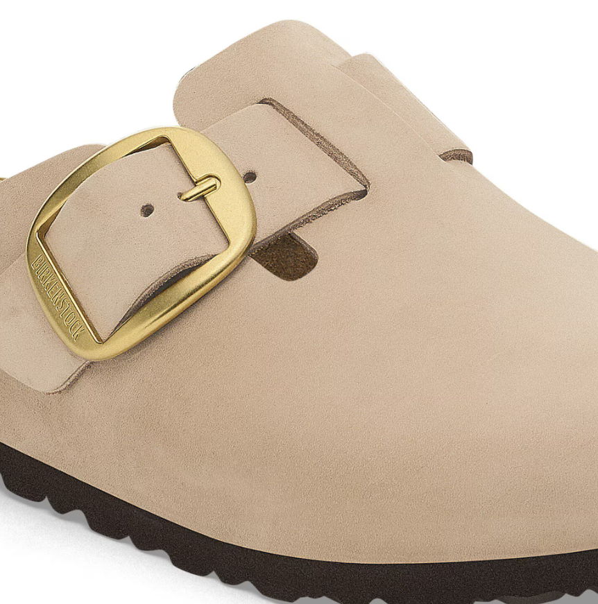 Birkenstock Boston Big Buckle Nubuck Leather Sandcastle