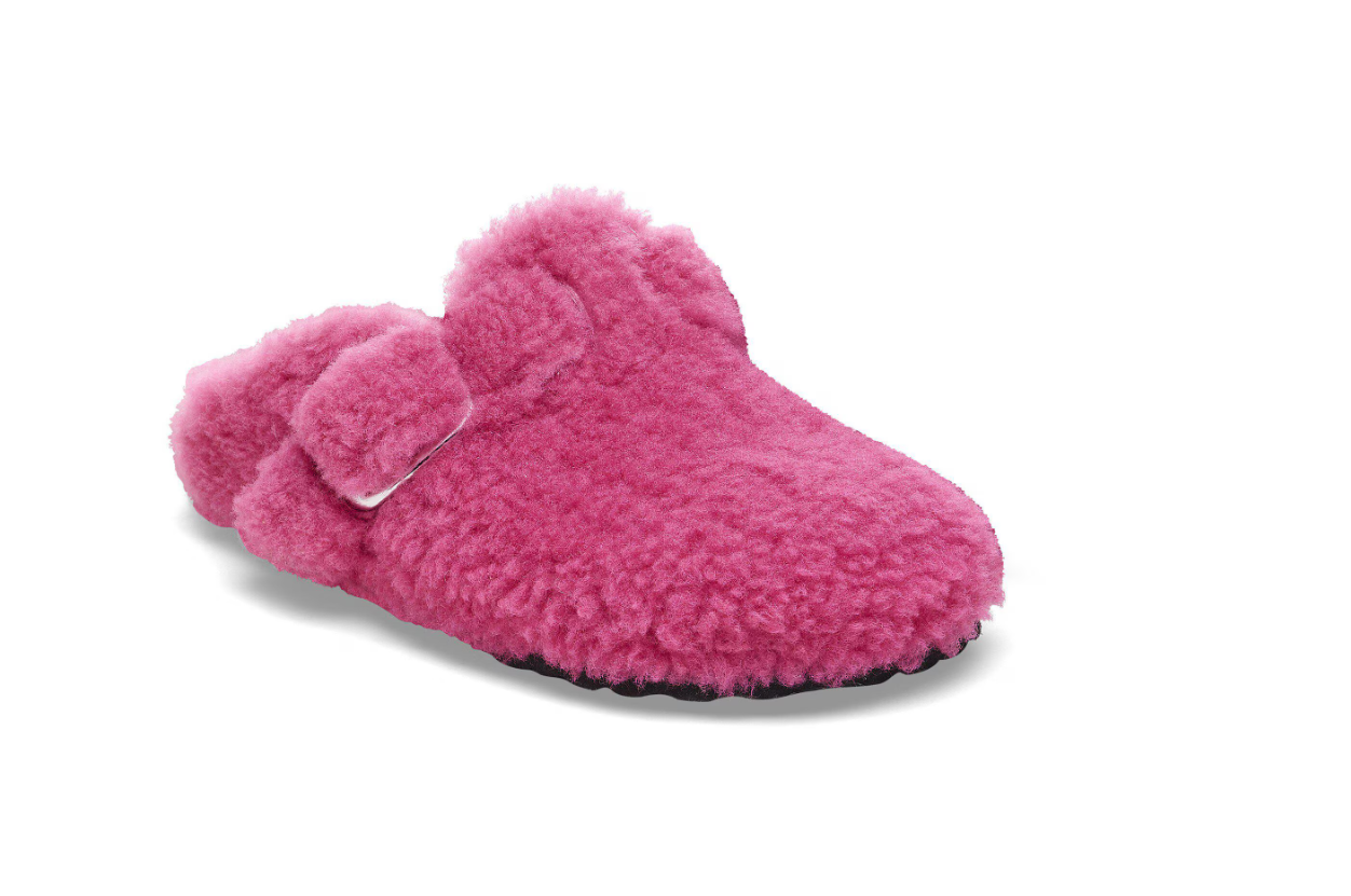 Birkenstock Boston Big Buckle Shearling Teddy Fuchsia Tulip Clogs