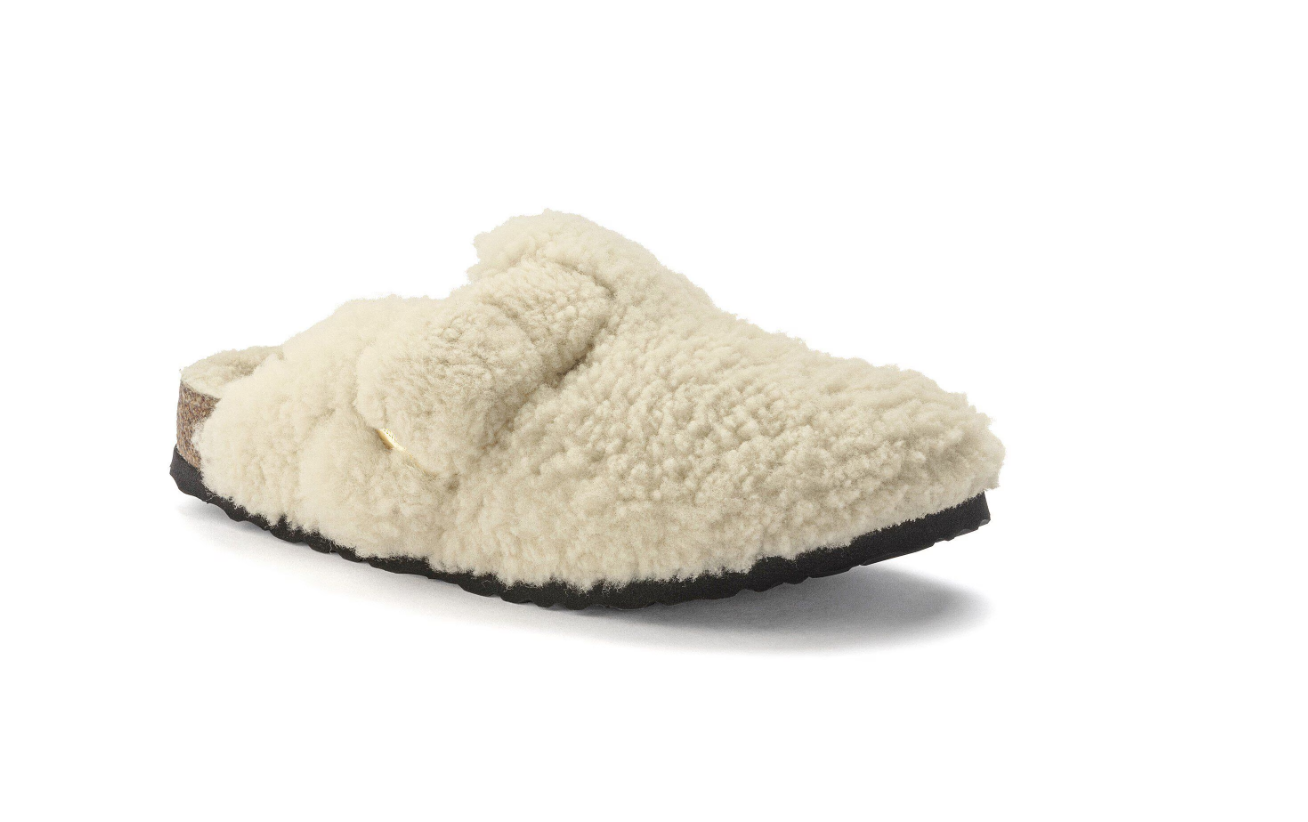 Birkenstock Boston Big Buckle Shearling Teddy Eggshell Clogs