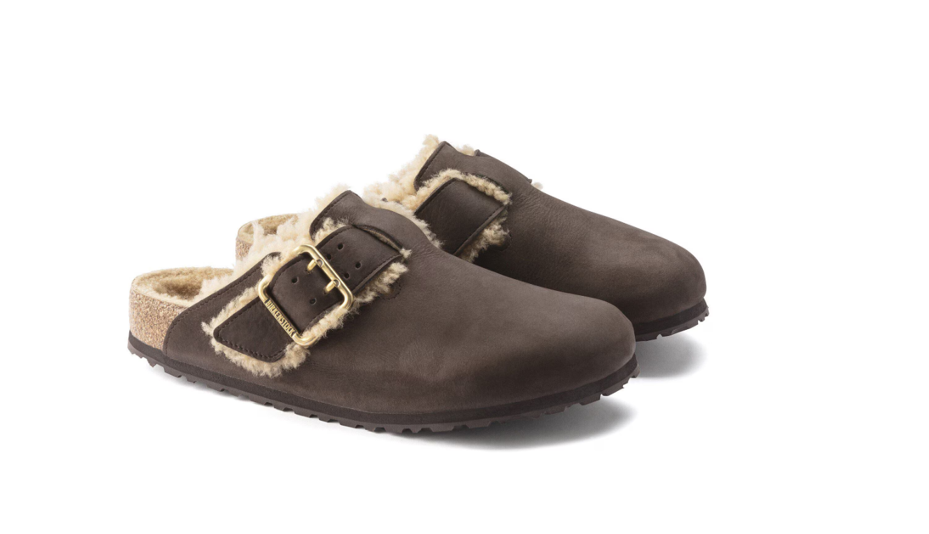 Birkenstock Boston Bold Shearling Natural Leather Espresso