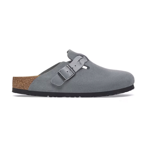 Birkenstock Boston Braided Suede Leather Basalt Gray