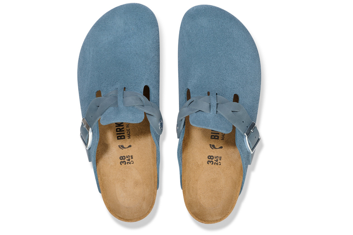 Birkenstock Boston Braided Suede Leather Elemental Blue