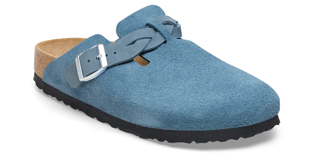Birkenstock Boston Braided Suede Leather Elemental Blue