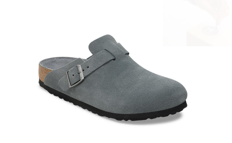Birkenstock Boston Soft Footbed Suede Leather Basalt Gray Tonal