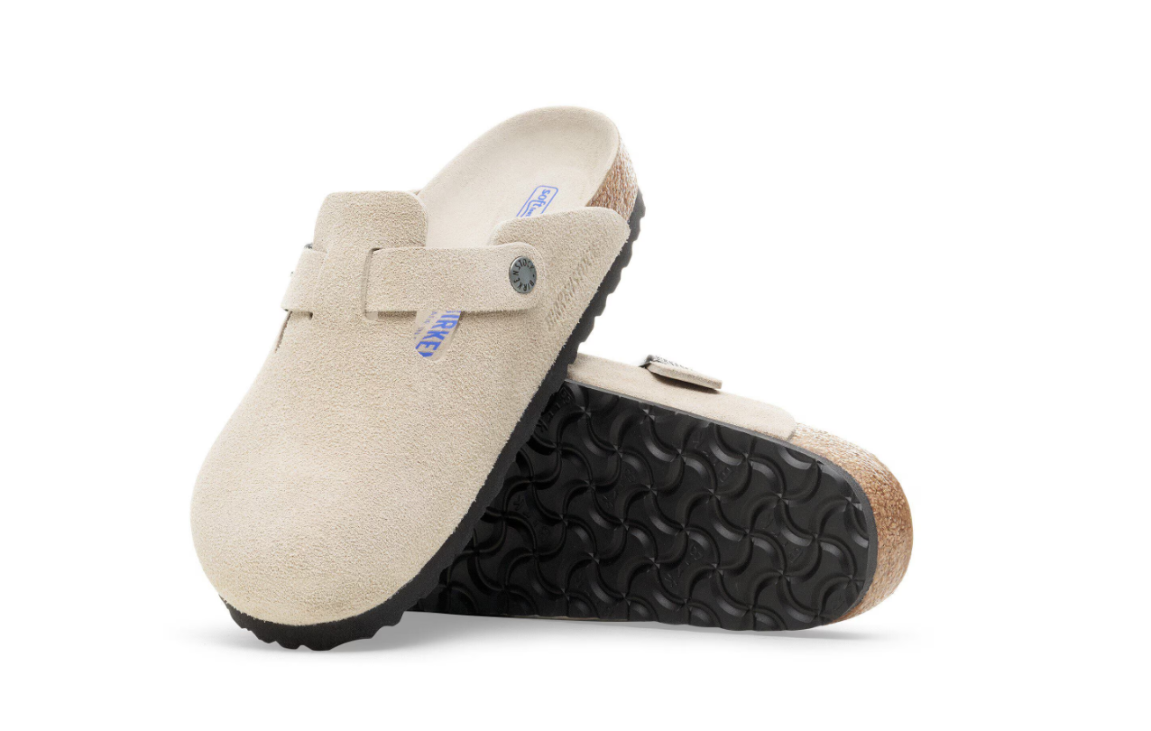 Birkenstock Boston Soft Footbed Suede Leather Oyster Tonal