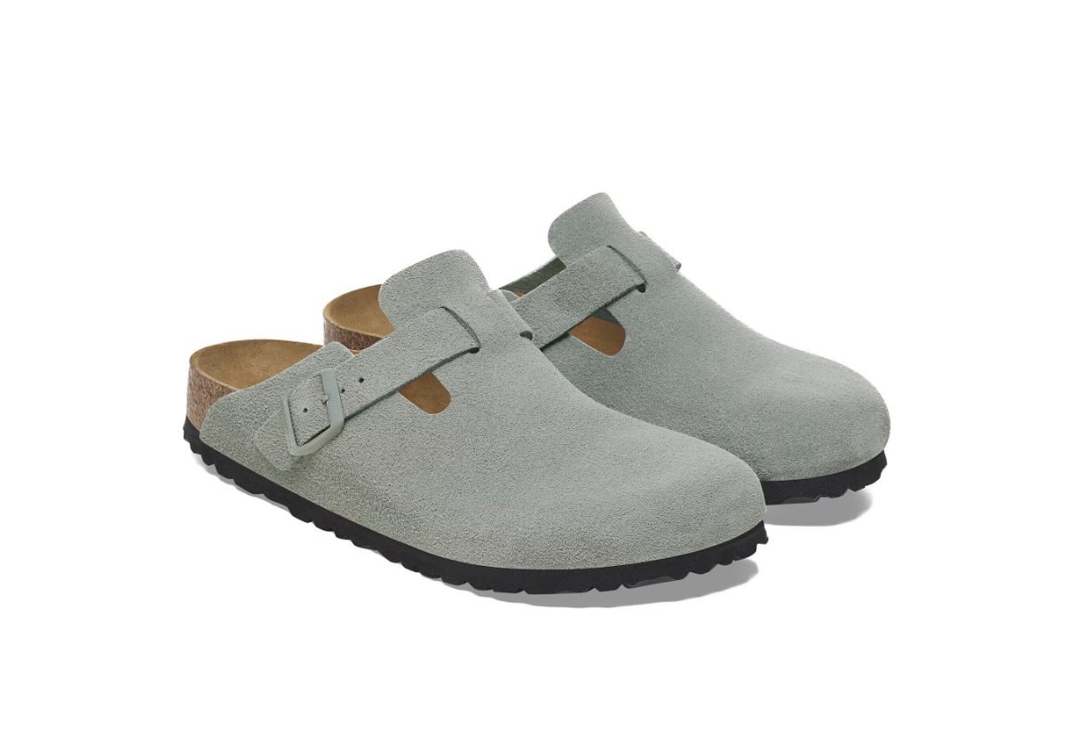 Birkenstock Boston Soft Footbed Suede Leather Pure Sage