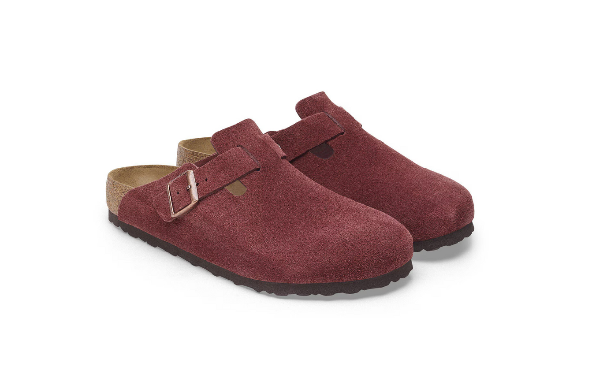 Birkenstock Boston Suede Leather Zinfandel Clog