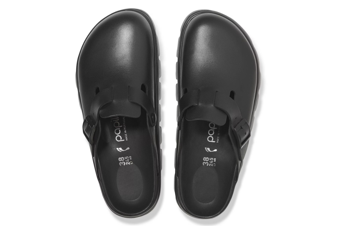 Birkenstock Boston Chunky Natural Leather Black Clog - Black, Narrow