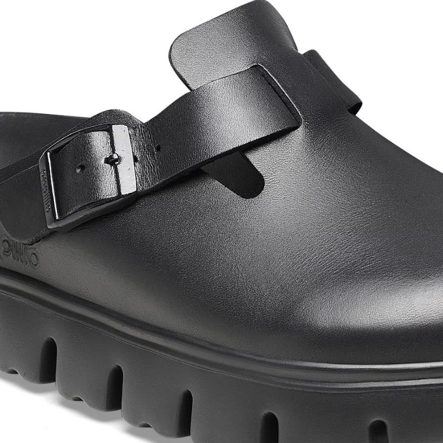 Birkenstock Boston Chunky Natural Leather Black Clog - Black, Narrow