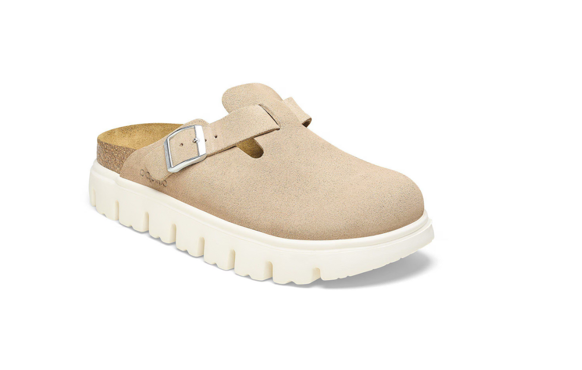Birkenstock Boston Chunky Suede Leather Warm Sand Clogs