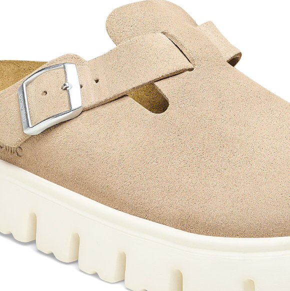 Birkenstock Boston Chunky Suede Leather Warm Sand Clogs