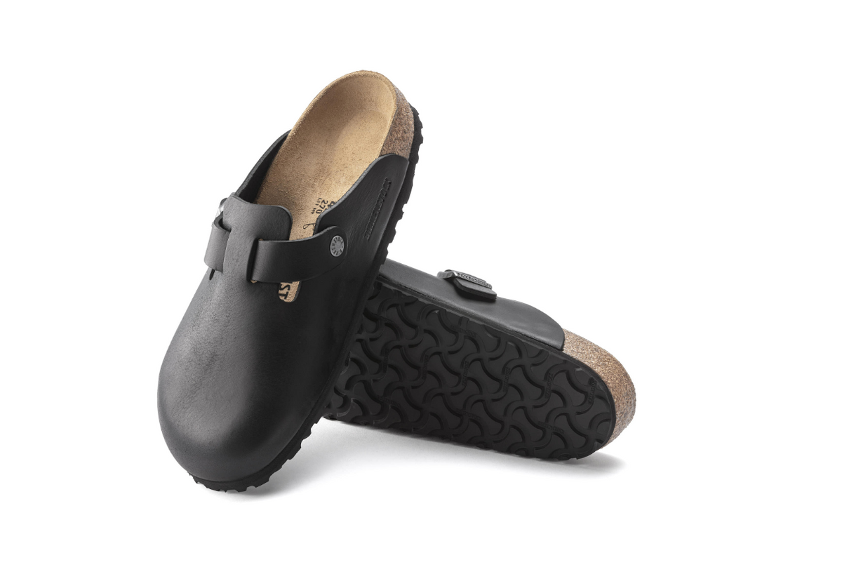 Birkenstock Boston Grip Natural Leather Vintage Wood Black