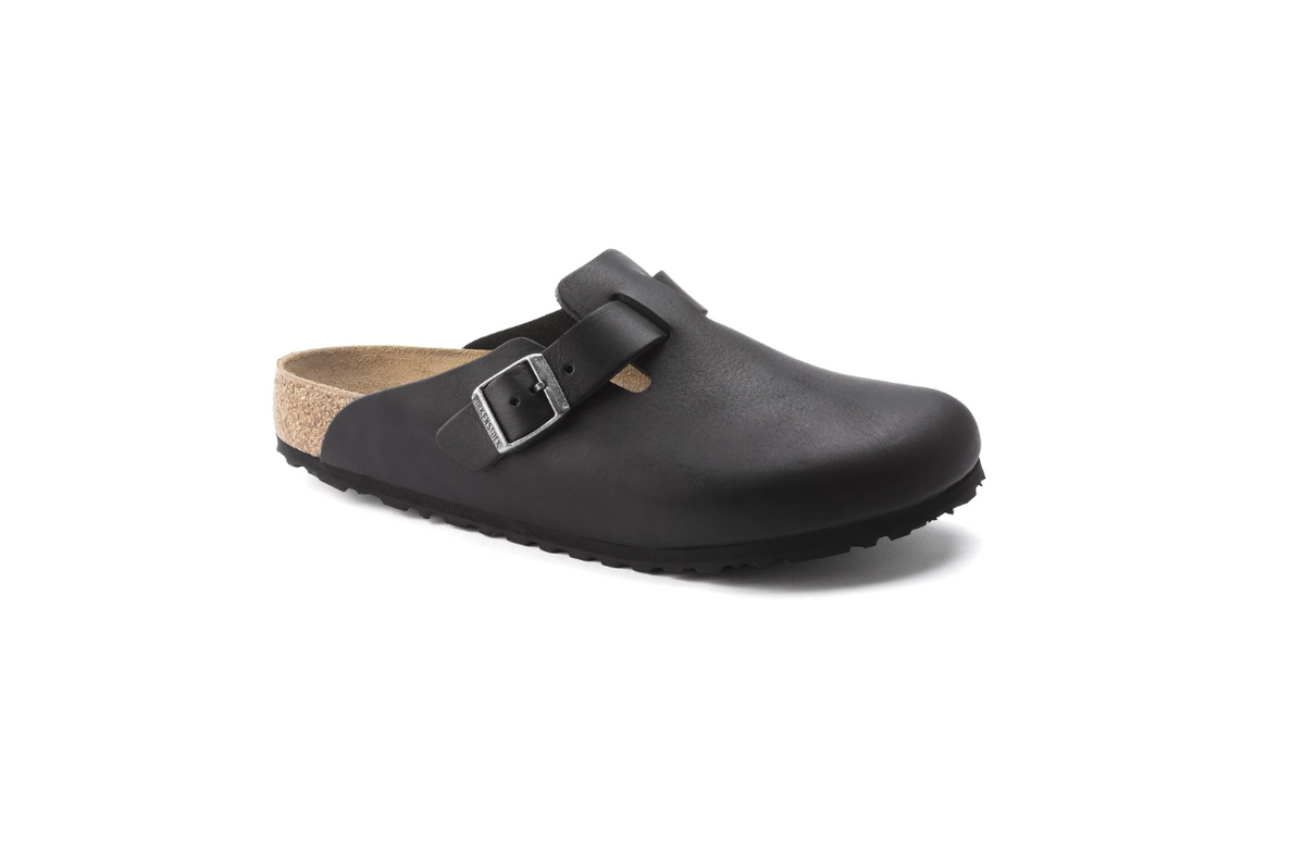 Birkenstock Boston Grip Natural Leather Vintage Wood Black