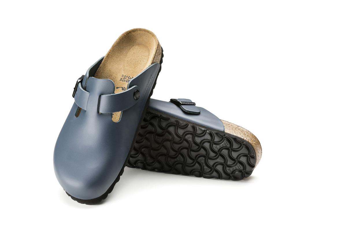 Birkenstock Boston Natural Leather Blue Clog - Blue, Regular