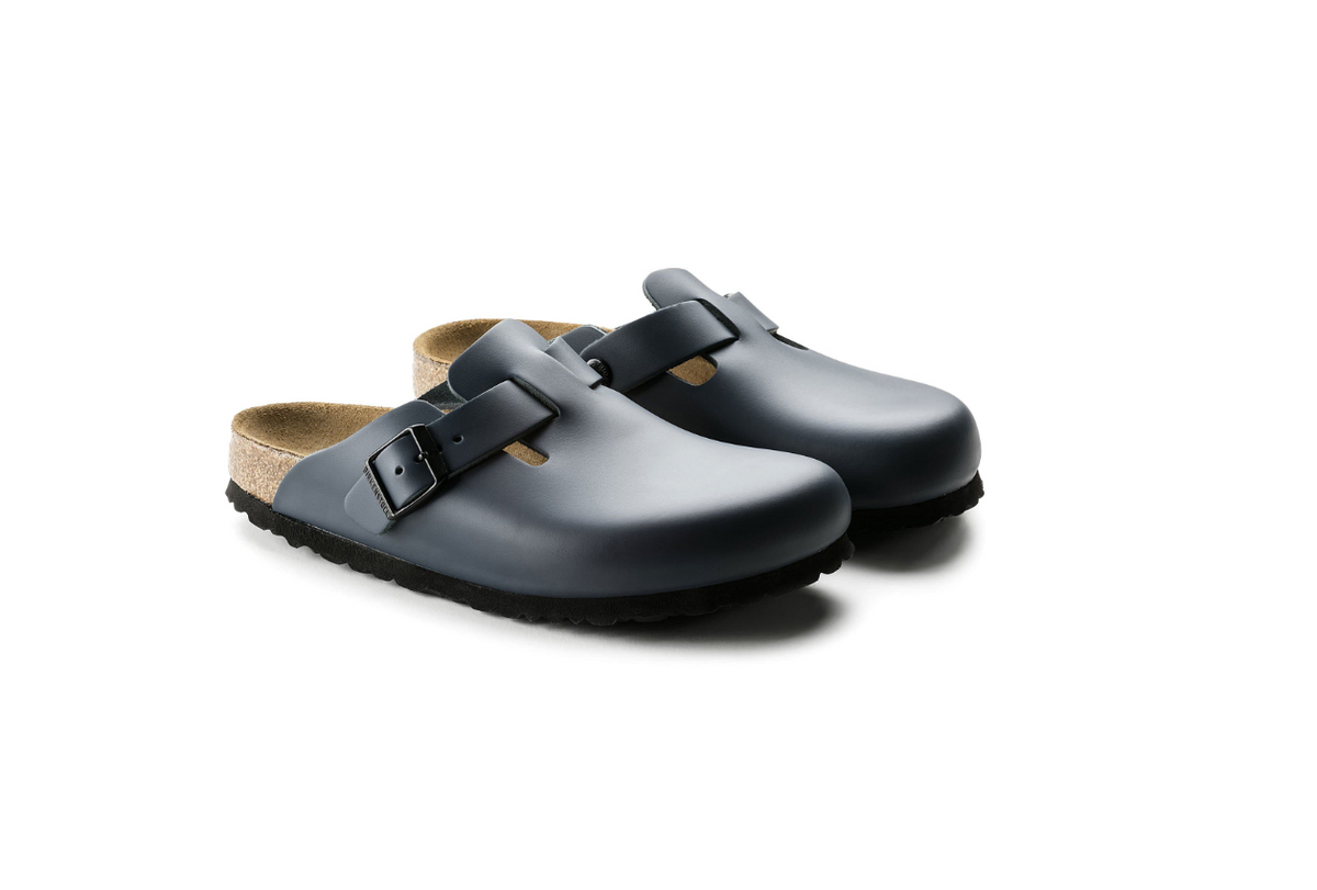 Birkenstock Boston Natural Leather Blue Clog - Blue, Regular