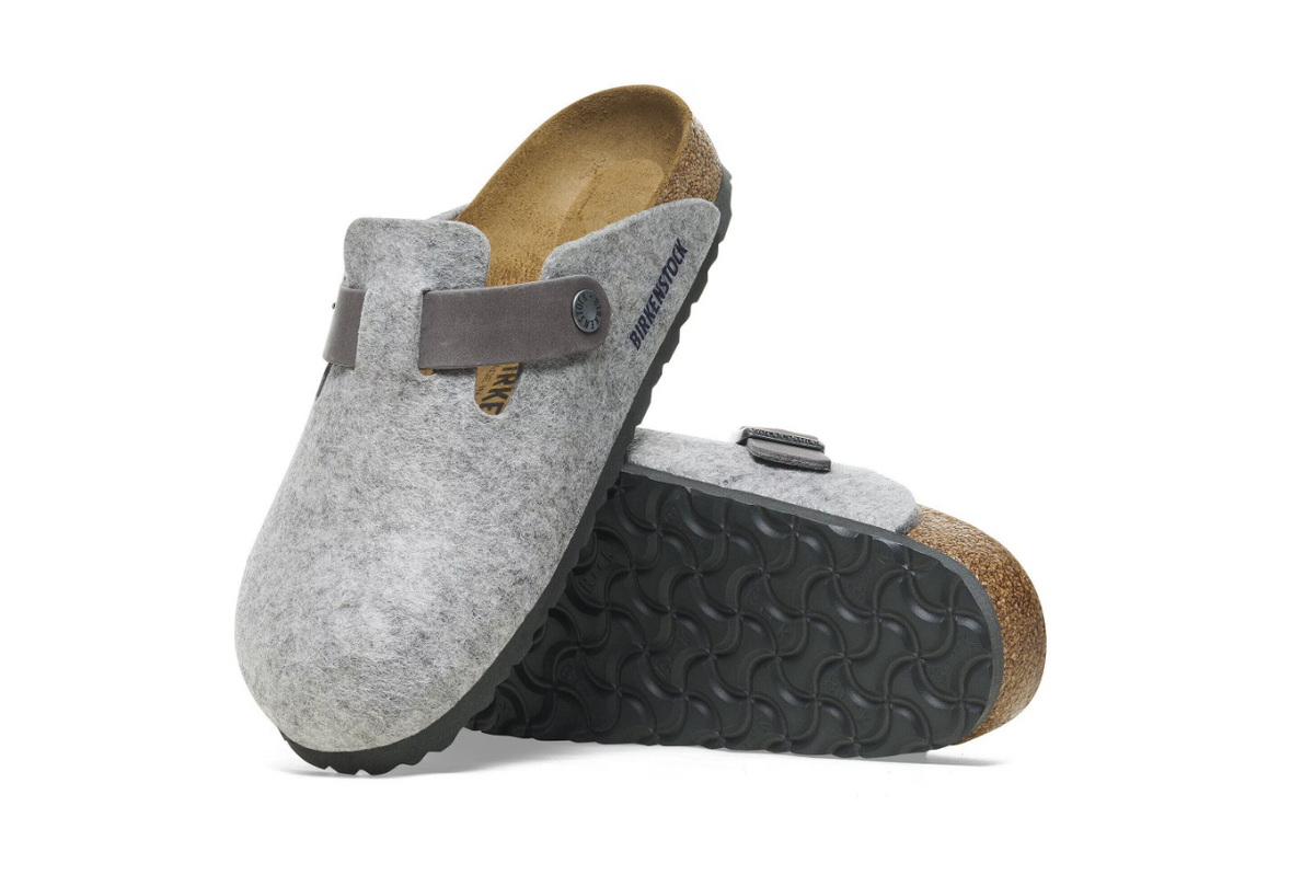 Birkenstock Boston Natural Leather-Felt - Gray, Regular