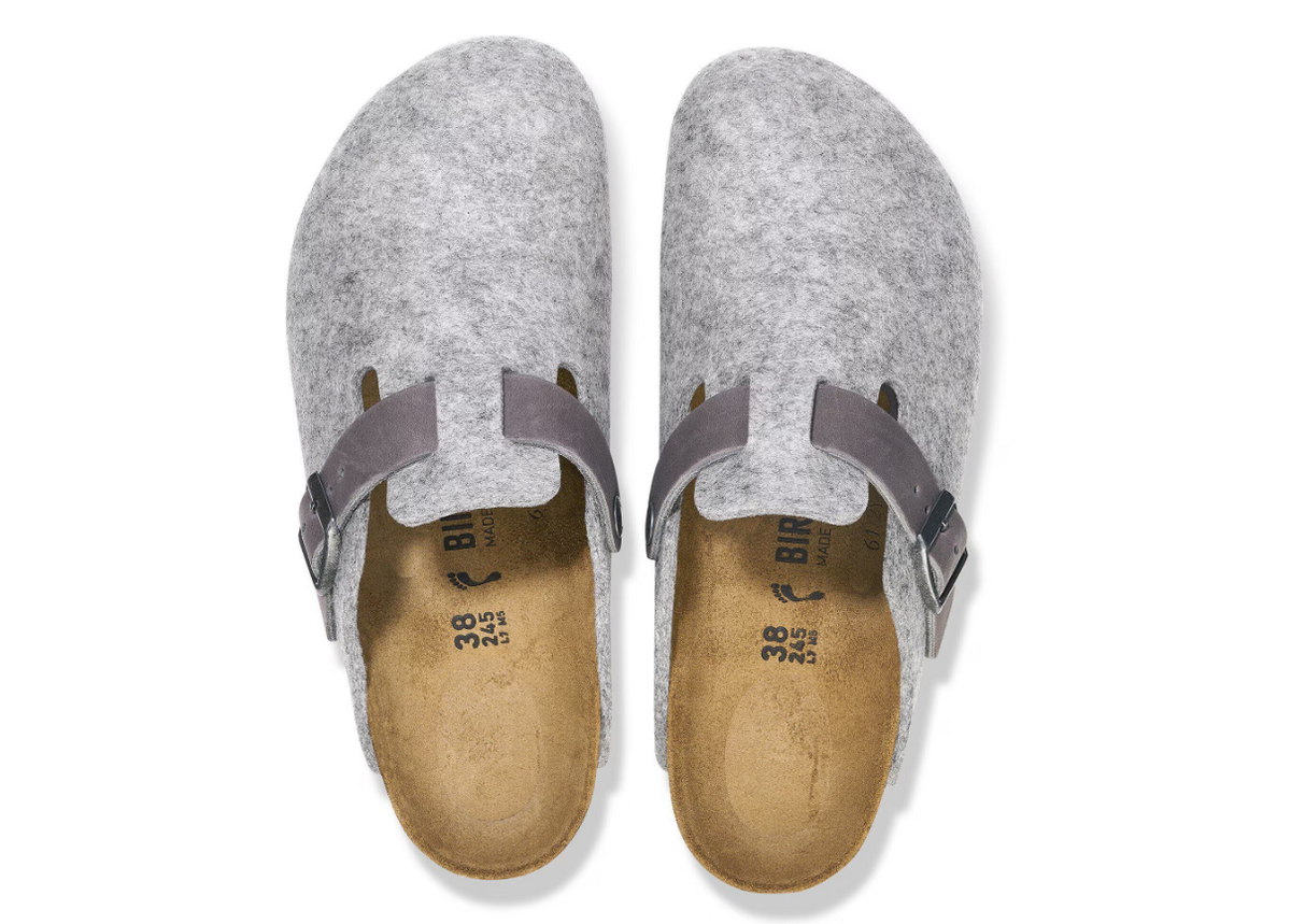 Birkenstock Boston Natural Leather-Felt - Gray, Regular