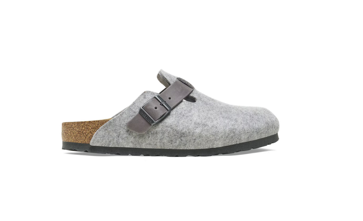 Birkenstock Boston Natural Leather-Felt - Gray, Regular